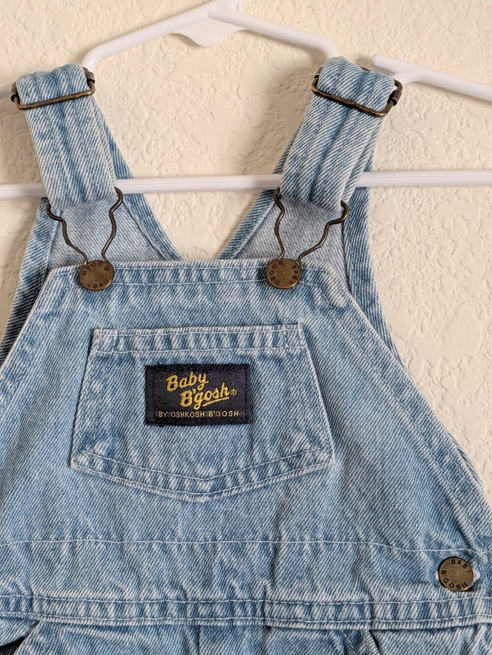 Osh Kosh Vintage Y2K Denim Overalls, Light Wash 3-6 Months 100% Cotton